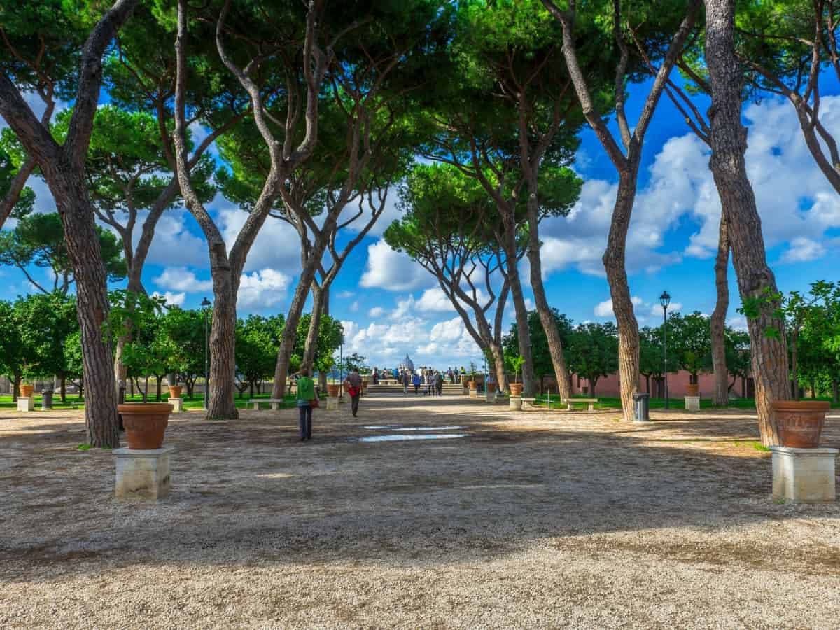 Looking towards the View point at the orange Garden Aventine Hill Rome