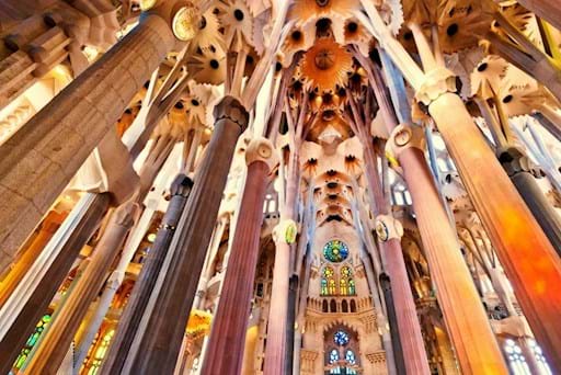 Sagrada Familia stunning ceiling and columns