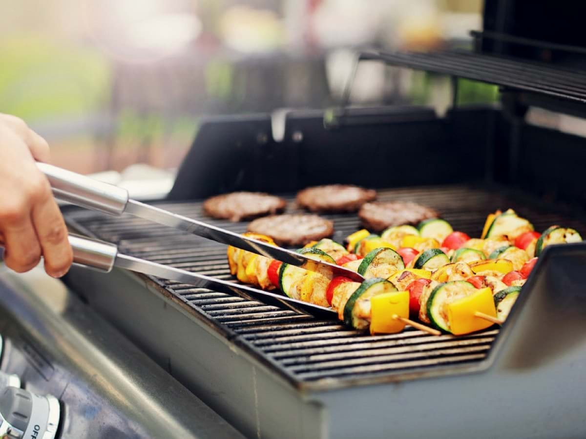 Food roasting on a barbecue