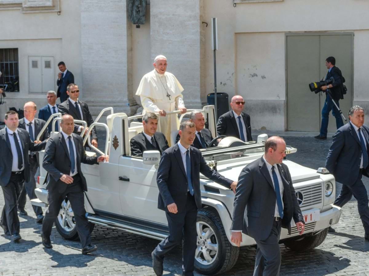 Pope Francis in the Pope Mobile