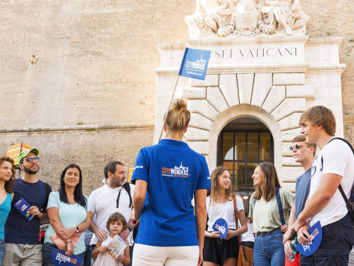 Tourists getting ready to start their tour of the Vatican