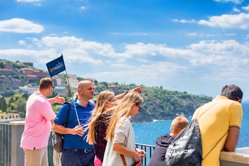 Tourists overlooking the Amalfi Coast from Sorrento