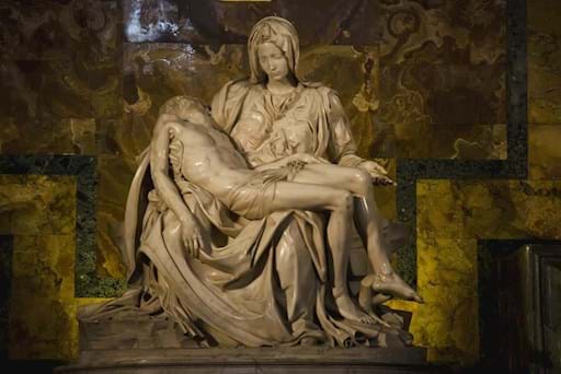 Iconic statue of Pieta made by Michelangelo in the St. Peter's Basilica