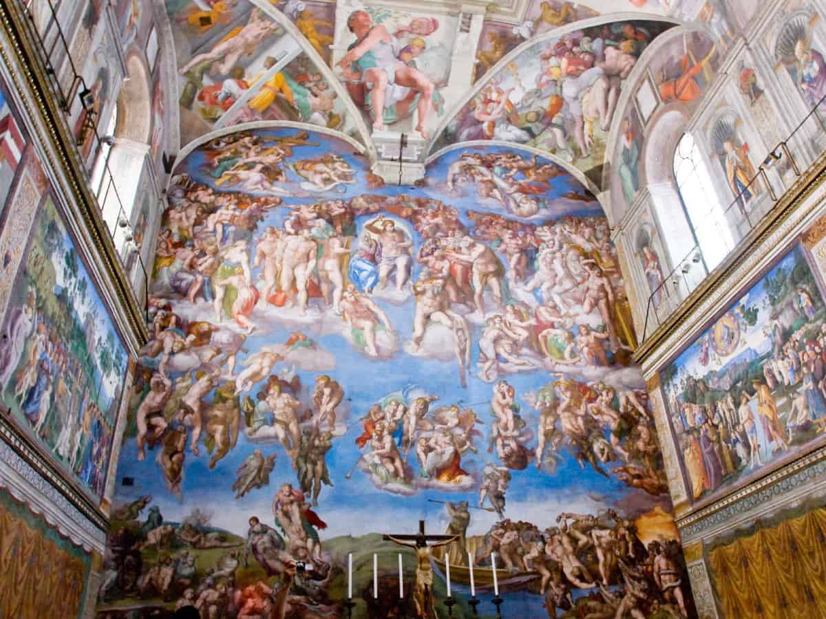 View of the Last Judgment inside the Sistine Chapel