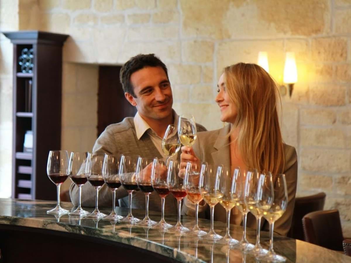 couple at wine tasting
