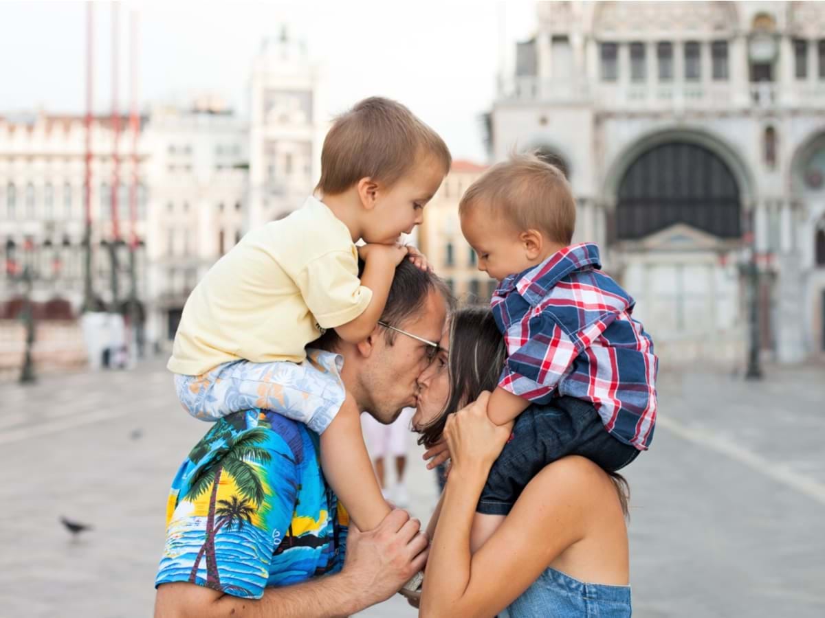 Venice family outside St. Mark's Basilica
