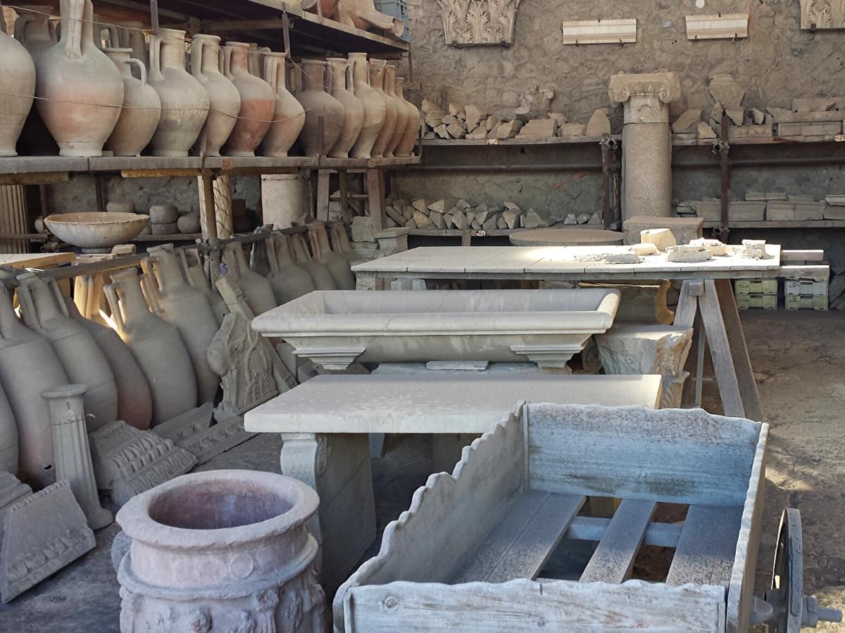Vases at a workshop in Pompeii