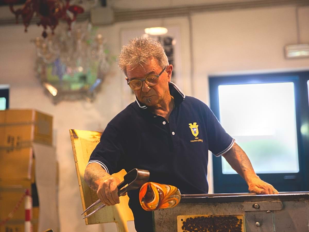 Traditional Glassblowing technique in Murano