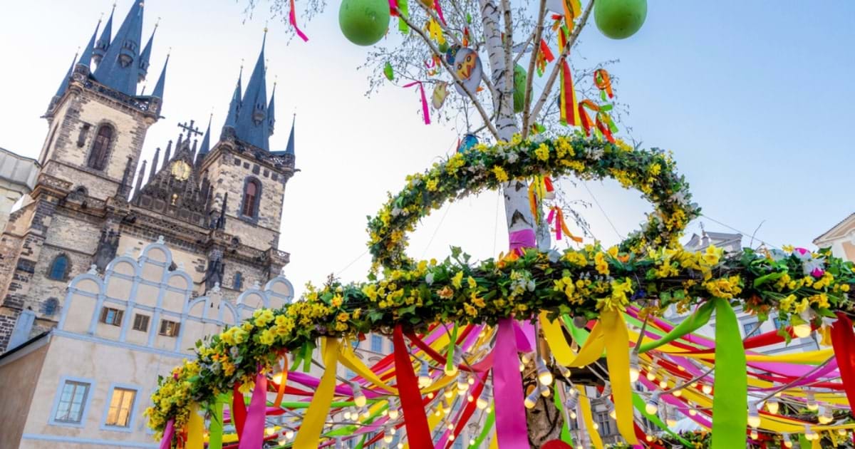 Easter decoration on the old town square, Prague, Czech Republic